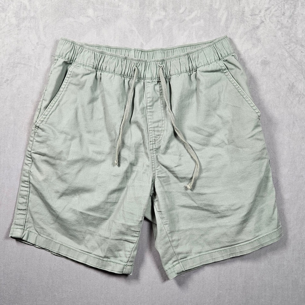 Katin Shorts Mens Medium Green Elastic Waist Drawstring Cotton Stretch Beach